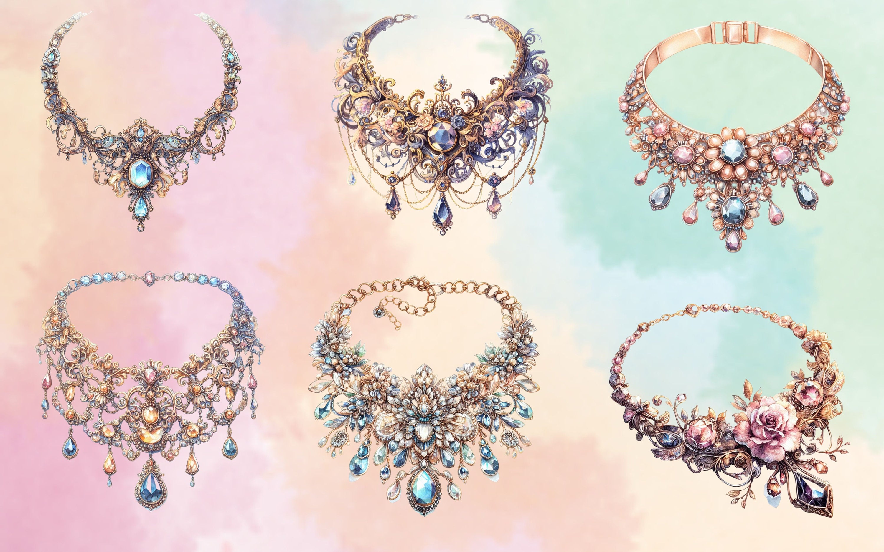 50 PNG Watercolor Jewelry Necklace Clipart, Jewelry Clipart Jewelry Png ...