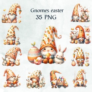 35 PNG Aquarell Ostern Wichtel Clipart, Ostern Wichtel Clipart, Clipart Kinderzimmer, Karten dekorieren, kommerzielle Nutzung