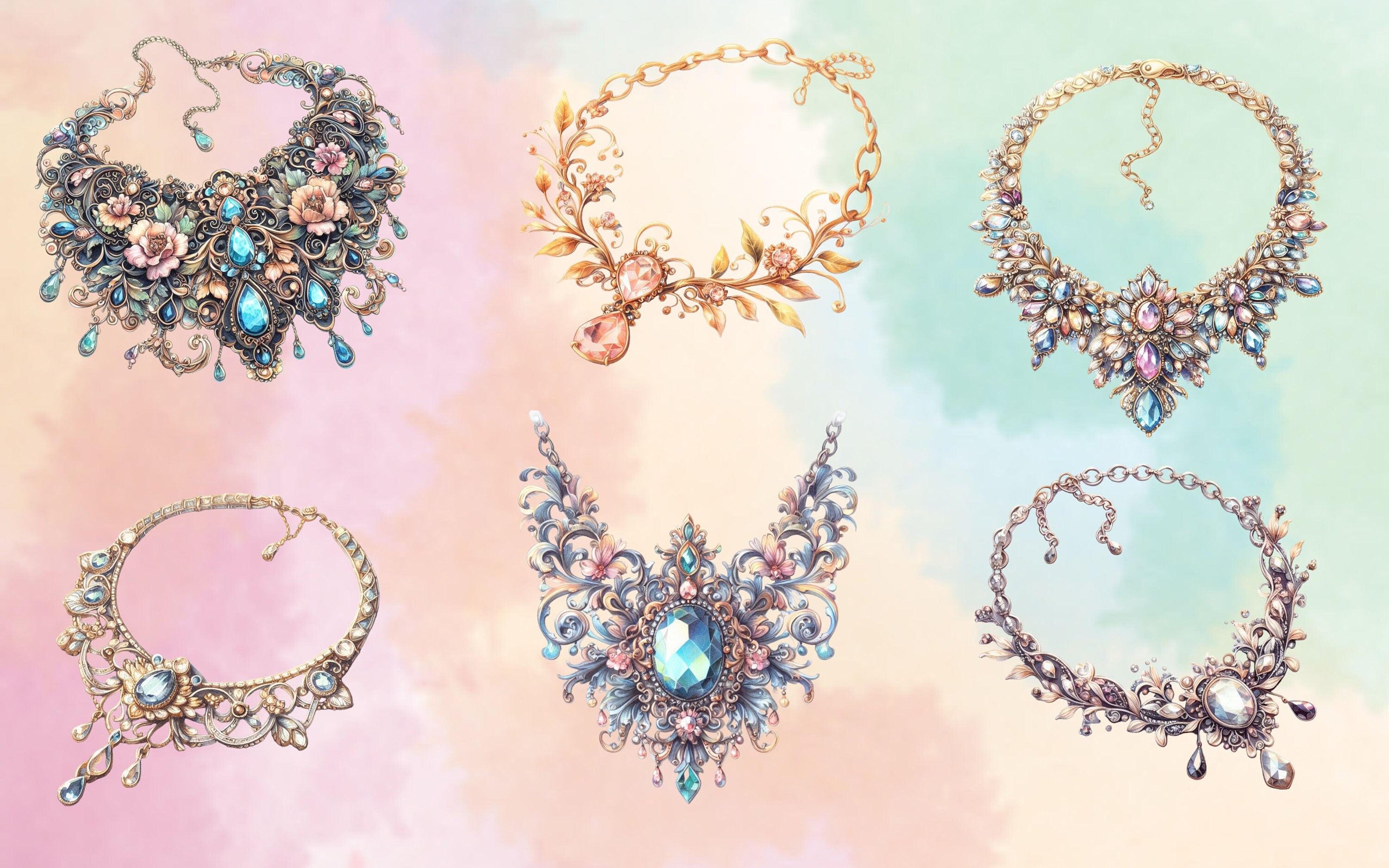 50 PNG Watercolor Jewelry Necklace Clipart, Jewelry Clipart Jewelry Png ...