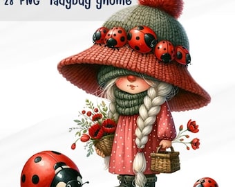 28 PNG  Ladybug Gnomes Clipart Bundle, Ladybug clipart,Clipart Bundle, Gift for kids, Kids Animals Clipart, Commercial Use