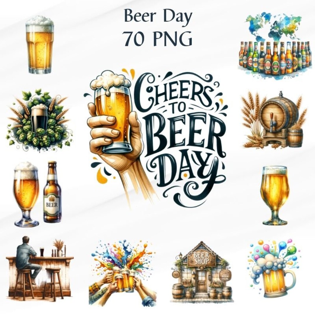 70 PNG Watercolor Beer Day Clipart, Beer Clipart, Watercolor Clipart ...