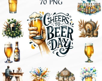 70 PNG Watercolor Beer Day Clipart, Beer Clipart, watercolor clipart beer,  Card Making, Commercial Use