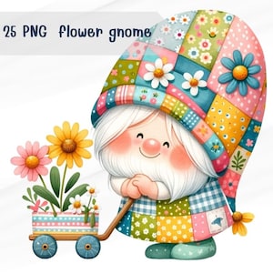 25 PNG Aquarell Blumenzwerg, Sublimationsdesign-Download, entzückende Zwerge, Geschenke für Mädchen, Kinder für Karte, kommerzielle Nutzung