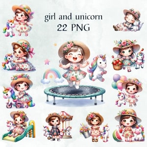 22 PNG Unicorn, Clipart, girl and unicorn , Nursery Clipart, Rainbow Clip Art,Unicorn Png, Commercial Use