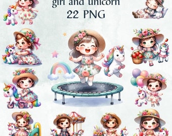 22 PNG Unicorn, Clipart, girl and unicorn , Nursery Clipart, Rainbow Clip Art,Unicorn Png, Commercial Use