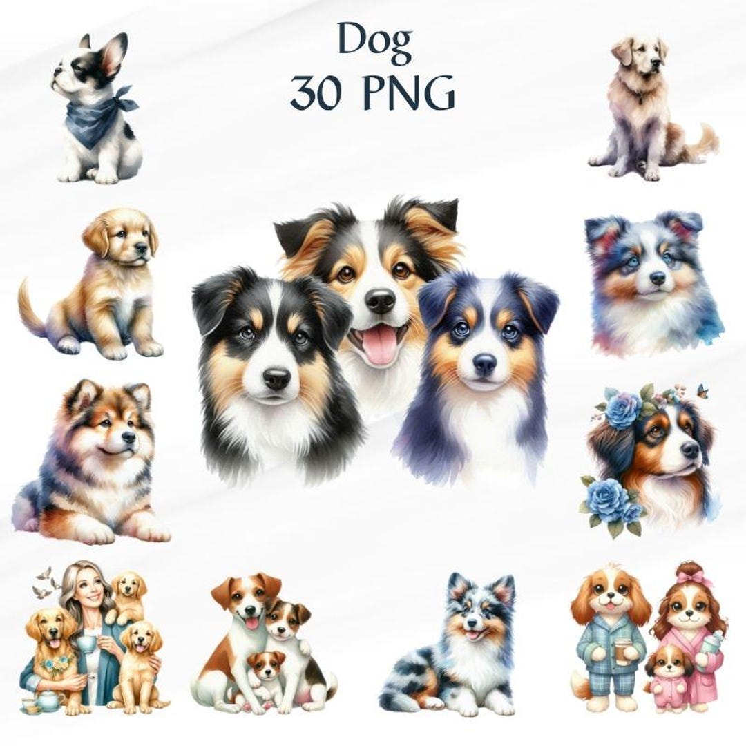 30 PNG Dog PNG Clipart Bundle for Sublimation and Crafting | Cute Dog ...