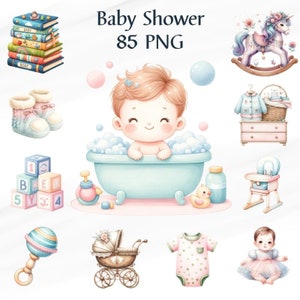 85 PNG Adorable Newborn  PNG sublimation,  watercolor clipart, Baby Shower gift  for card, Commercial Use Use