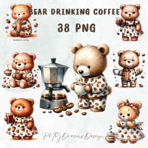 38 PNG acuarela café clipart, amante del café, imágenes prediseñadas de café, imágenes prediseñadas de taza de café, café para tarjeta, uso comercial