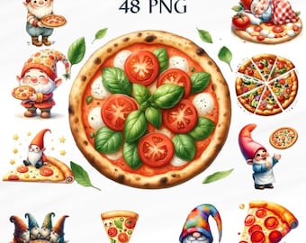 48 PNG Clipart di pizza ad acquerello, Clipart di pizza, PNG di pizza ad acquerello, Uso commerciale