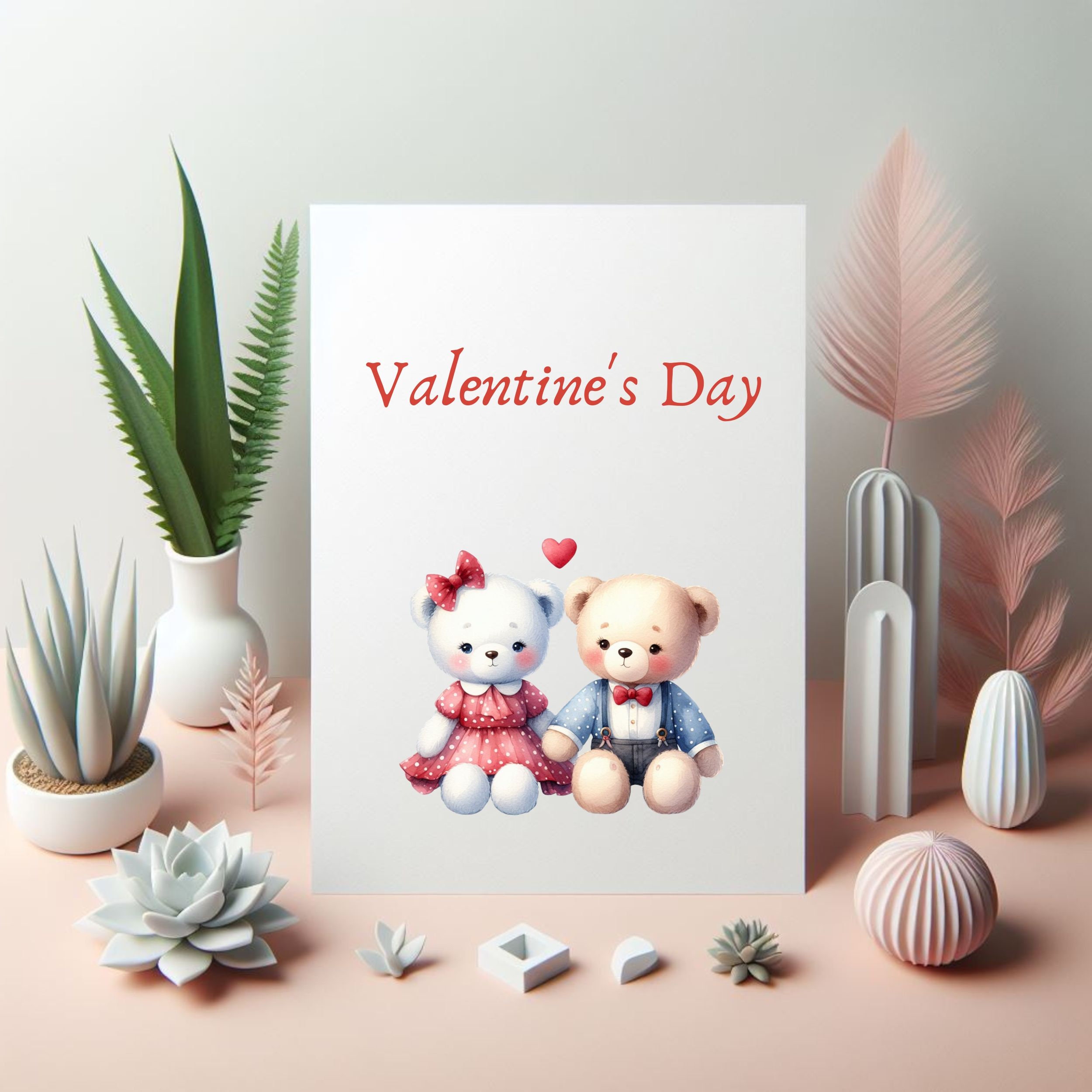 25 PNG Watercolor Teddy Bear Couple Minimalist Clipart, Valentines Day ...