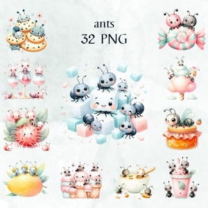 32 PNG snoep mieren clipart Food & Sweets clipart, aquarel clipart, mieren voor een kaart, commercieel gebruik