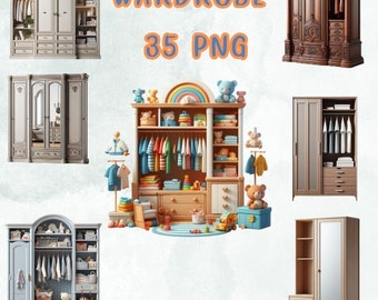 35 PNG Kleiderschrank Clipart, Clipart Bundle, Innendesign, Schlafzimmer Clip Art, Möbel Clipart