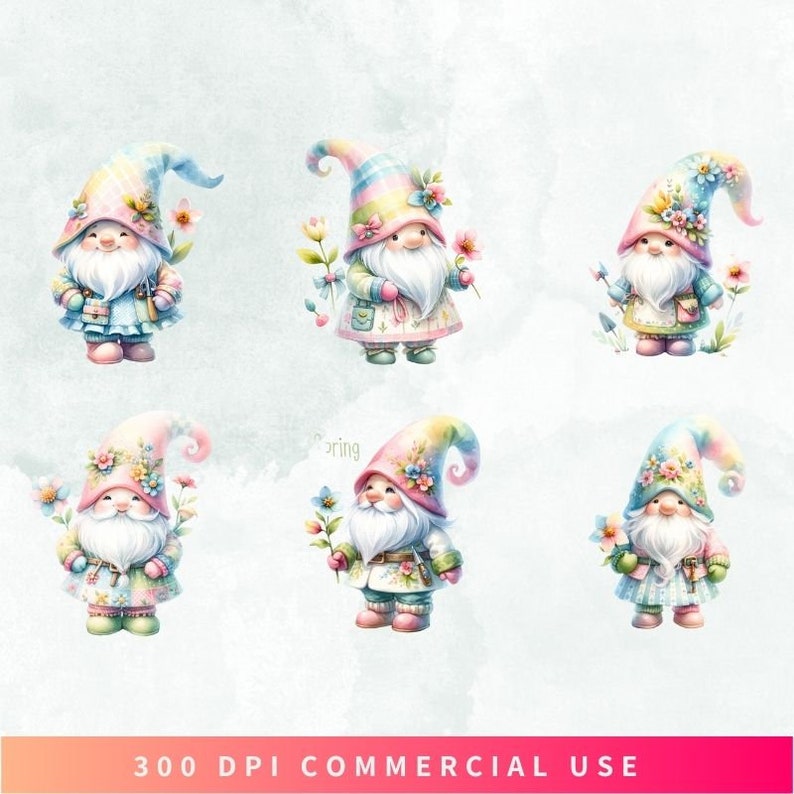 30 PNG Gnomes Clipart, Spring Gnome, Clipart Bundle, Gnomes, Gifts ...