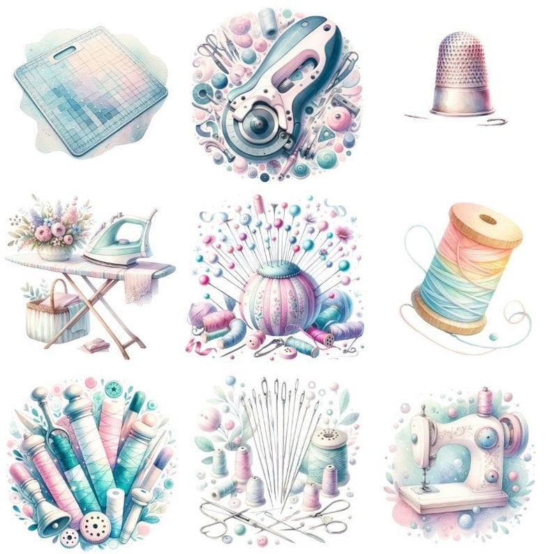 50 PNG Watercolor Sewing Clipart, Quilting Clipart - Sewing Machine ...