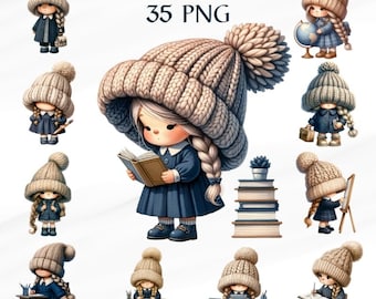 35 PNG Watercolor school Clipart, Cute school kids,  cute school children Clipart,  Cute boy Back to School, Commercial Use