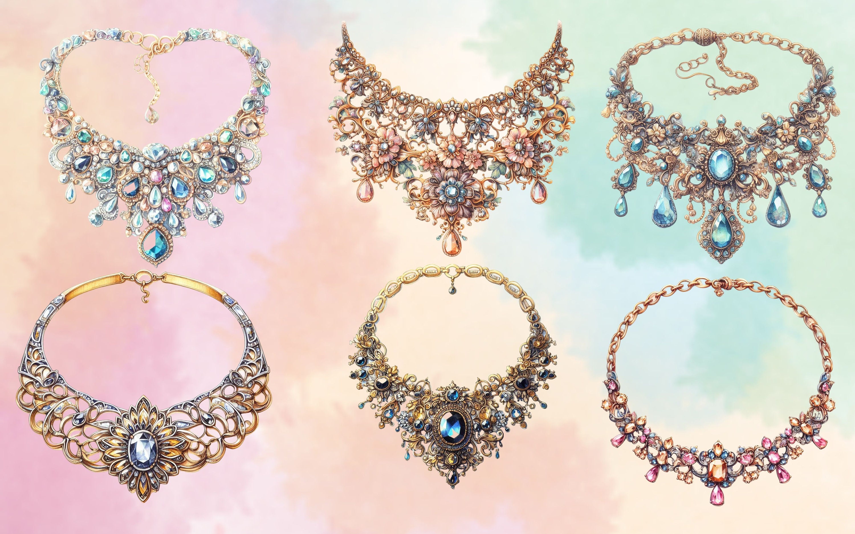 50 PNG Watercolor Jewelry Necklace Clipart, Jewelry Clipart Jewelry Png ...