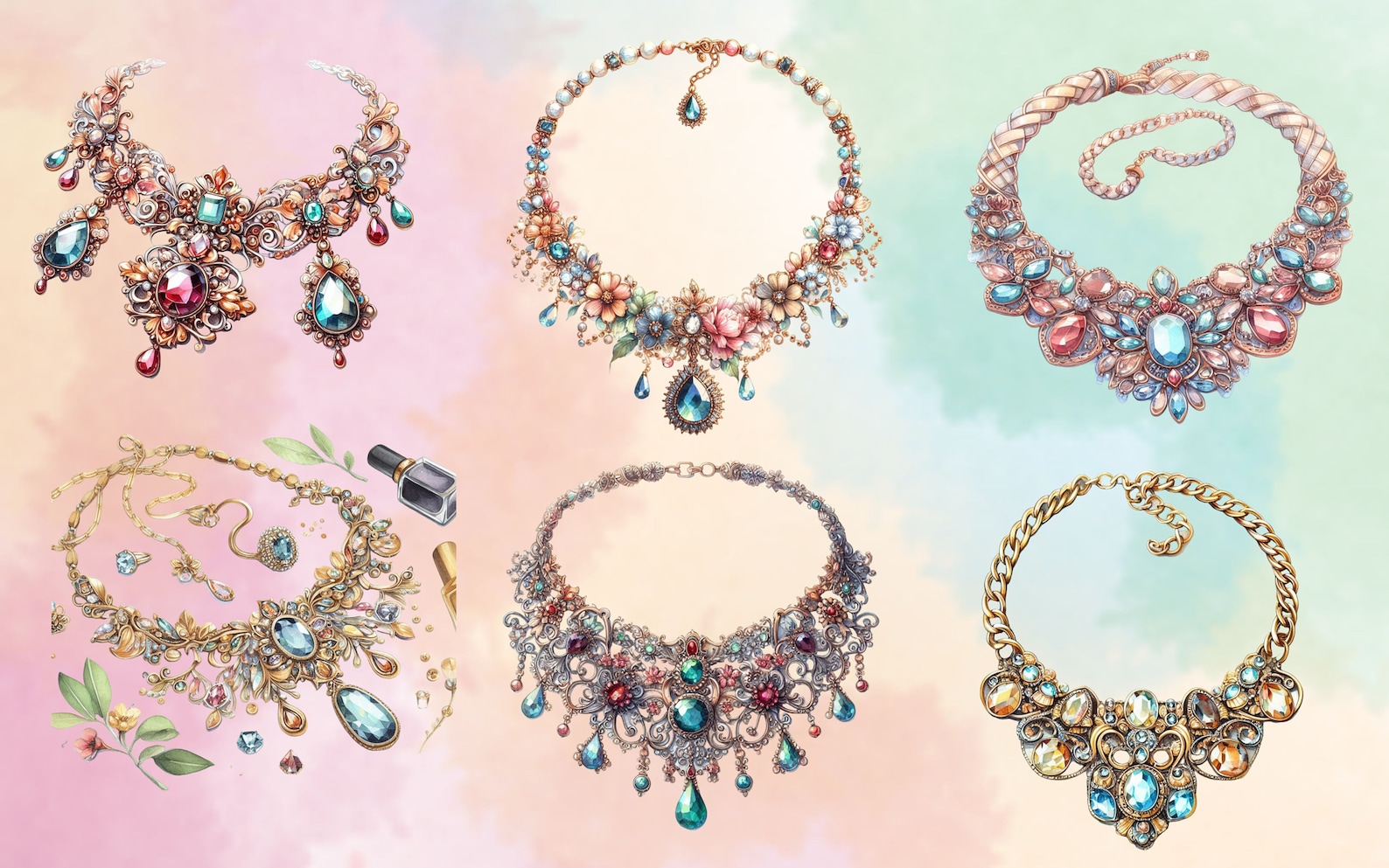 50 PNG Watercolor Jewelry Necklace Clipart, Jewelry Clipart Jewelry Png ...