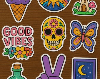 Psychedelic Sticker Pack: Trippy Alien, Mushroom & Cosmic Art