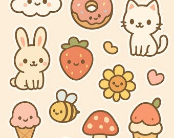 Kawaii Sticker Pack | Bulk Set of Stickers |Journals, Planners, Scrapbooking, Laptops & Gifts