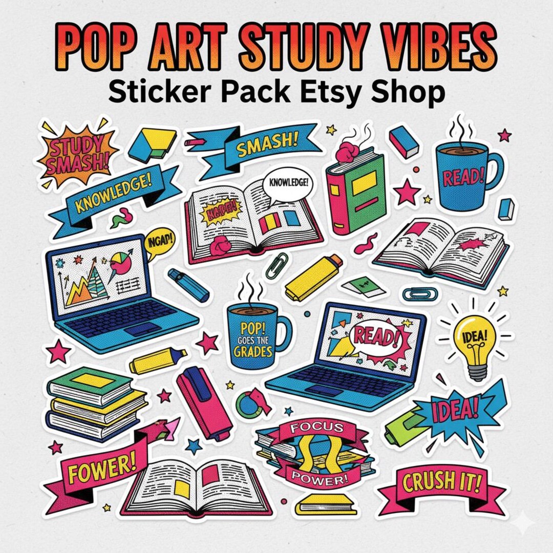 Cozy Study Sticker Bundle | School Planner (PNG Digital) - Etsy