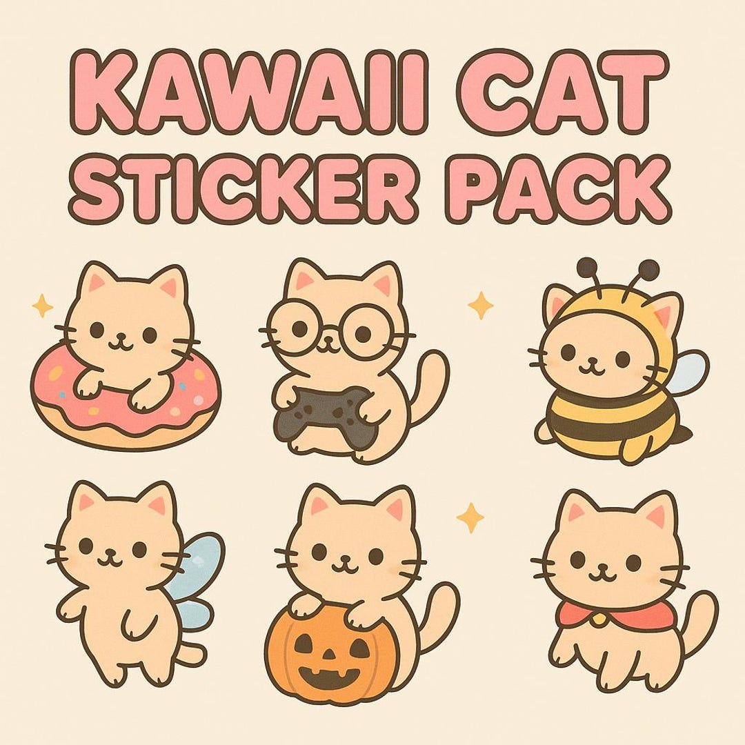 Kawaii Cat Sticker Pack | Pastel Planner Decals (digital Download) - Etsy