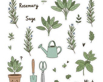 Rosemary Sage Mint Stickers Botanical Herb Garden Planner Decals