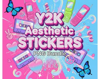 Y2K Sticker Bundle – 90s Retro PNG Clipart (Digital Download