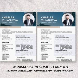 Professional Resume Template, with Cover Letter | Resume Template with Photo | Executive Resume Template | CV Template, Editable on Canva