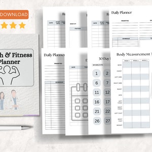 Fitness Planner, Weight Loss Tracker, BUNDLE, Workout Planner Fitness Journal, Wellness, Health Goal, Meal Planner, Self Care, Habit Tracker
