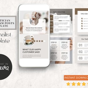 Esthetician Instagram Posts Template | Esthetician Instagram Templates | Esthetician Story Covers | Beauty Highlights | Canva Editable