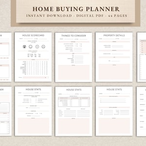 Home Buying Planner, House Hunting Checklist, Home Buying Guide, Home Inspection Checklist, Moving Planner, Home Buying Process
