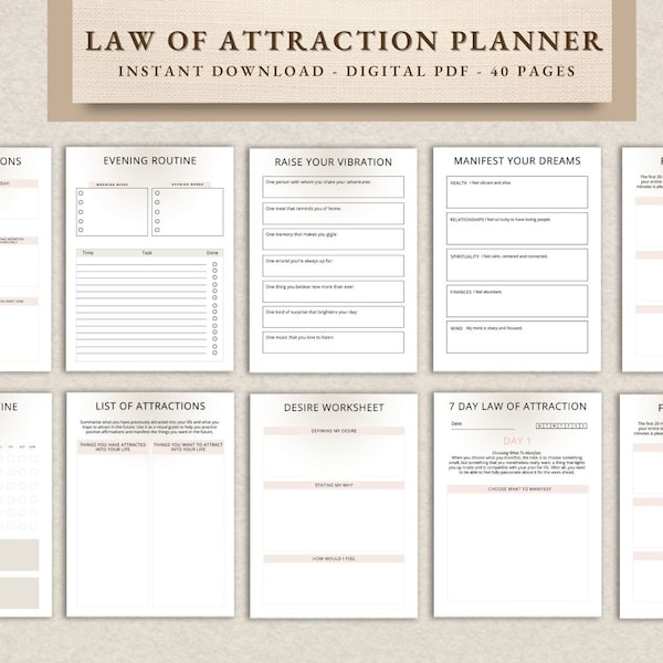 Law of Attraction Planner | Law of Attraction Journal | Manifestation Planner | Manifestation Journal | Spiritual Planner | Manifestation