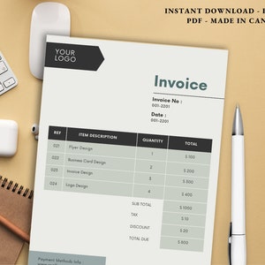 Grey Payment Invoice - Invoice, Modern Client Invoice | Editable Template | Services Invoice | Business Invoice