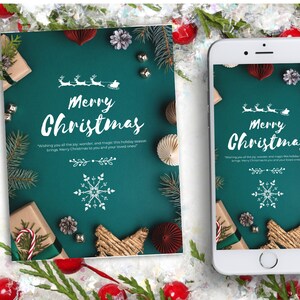 Merry Christmas Greeting Card designs template, Printable Template for Gifting
