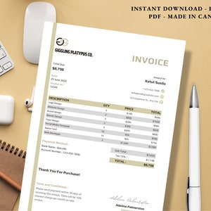 White Clean Professional Business Invoice Template - Invoice, Modern Client Invoice | Editable Template | Services Invoice, Business Invoice