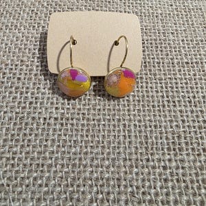 Emma earrings, &quot;Sunset&quot; shade in polymer clay, Sol collection, summer 25