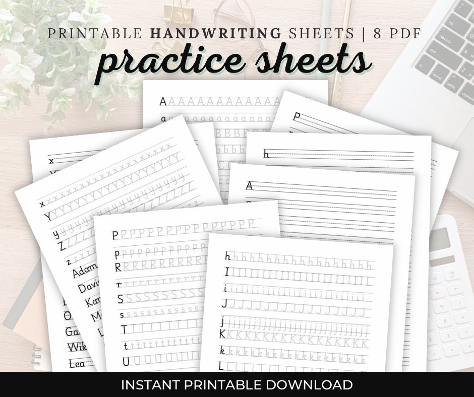 Printable Alphabet Handwriting Practice Sheets – Tracing & Free Writing ...
