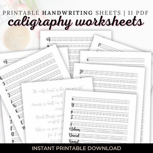 Hojas de práctica de caligrafía de 11 páginas: trazado y escritura libre con citas motivacionales / Imprimibles y compatibles con iPad
