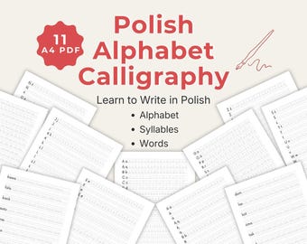 Polish Alphabet Calligraphy | Learn to Write Polish Alphabet, Syllables & Words | 11 Page Printable PDF | Polish Alphabet Practice