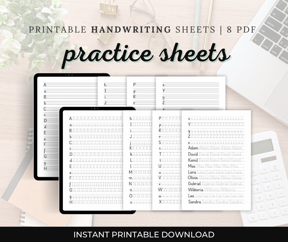 Printable Alphabet Handwriting Practice Sheets – Tracing & Free Writing ...