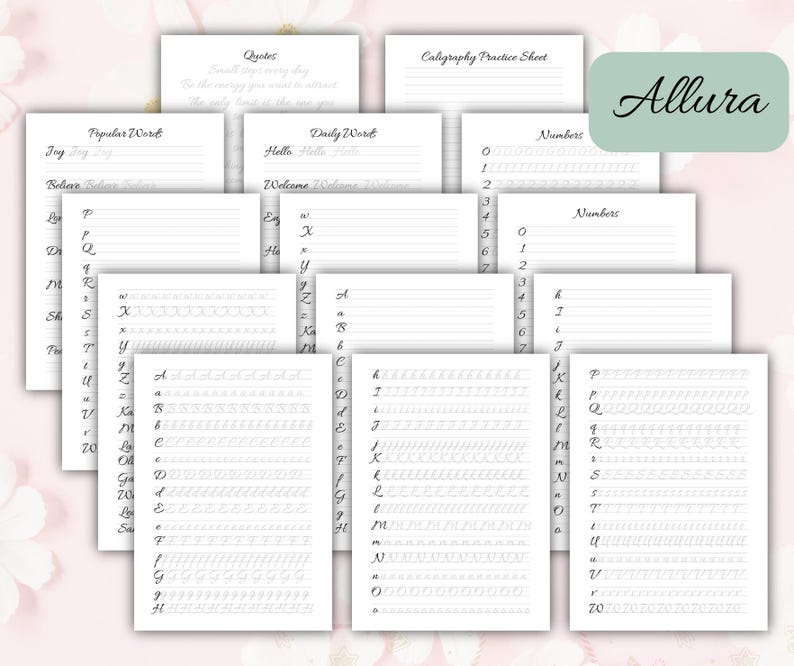 Font Sheets Writing Calligraphy Worksheets Mega Pack | 6 Fonts, 94 Pages | Printable ...