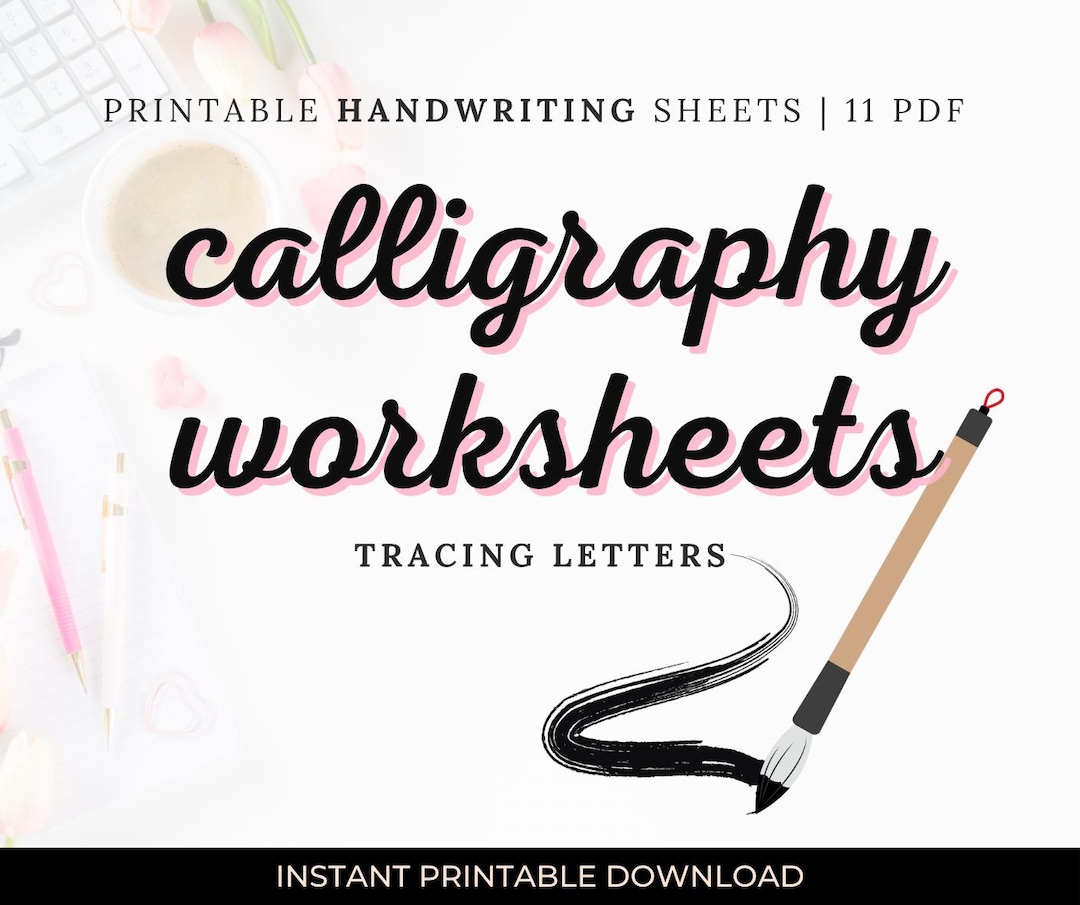 Calligraphy Practice Worksheets | Modern Script, Alphabet Tracing (PDF ...