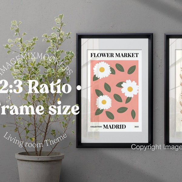 3 black wall art frames mockup poster ad, sneak peek preview SMART marketing layer new shop  commercial store photo glass reflection gallery