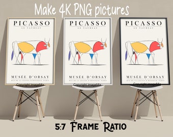 3 colored frames mockup ads, minimalistic wall art close up display, SMART model ai marketing poster new shop layer overlay store commercial