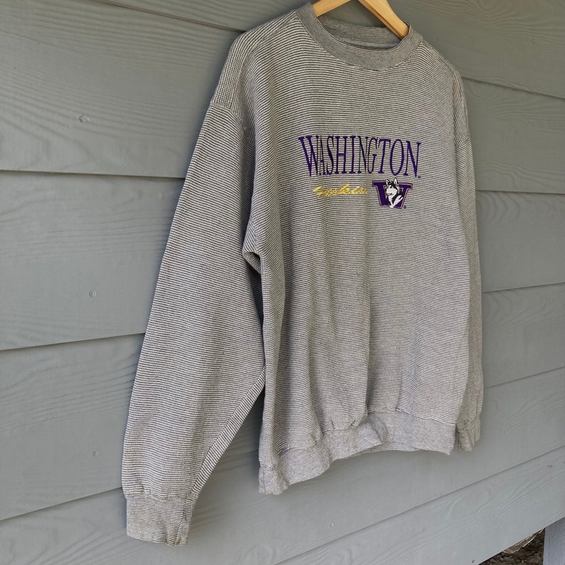 Vintage 90s Washington Huskies University Grey Sweatshirt Big Logo Size ...