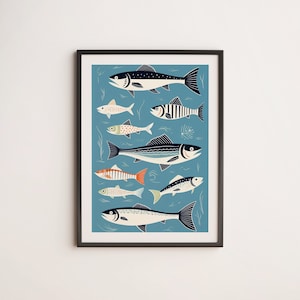 Fish Print, Nautical Wall Art, Coastal Decor, Fish Painting, Marine Life Gift , Ocean Decor, Fish Artwork , kid bedroom decor, kid decor