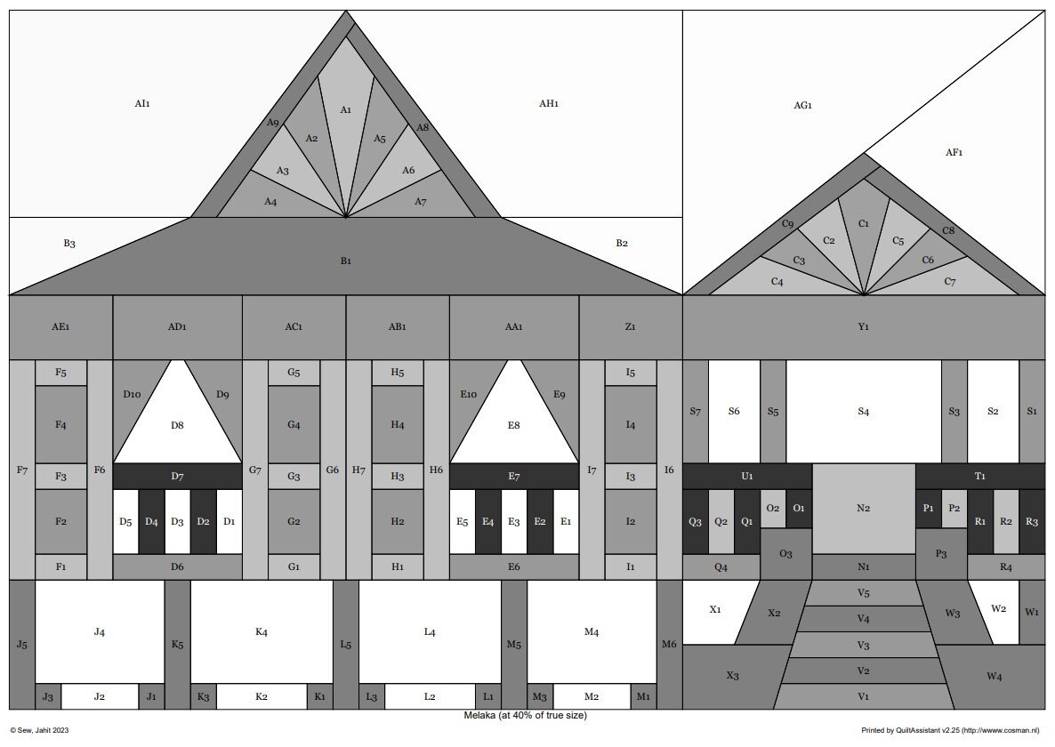 Traditional Malay Houses Quilt Block FPP Printable PDF Patterns Etsy