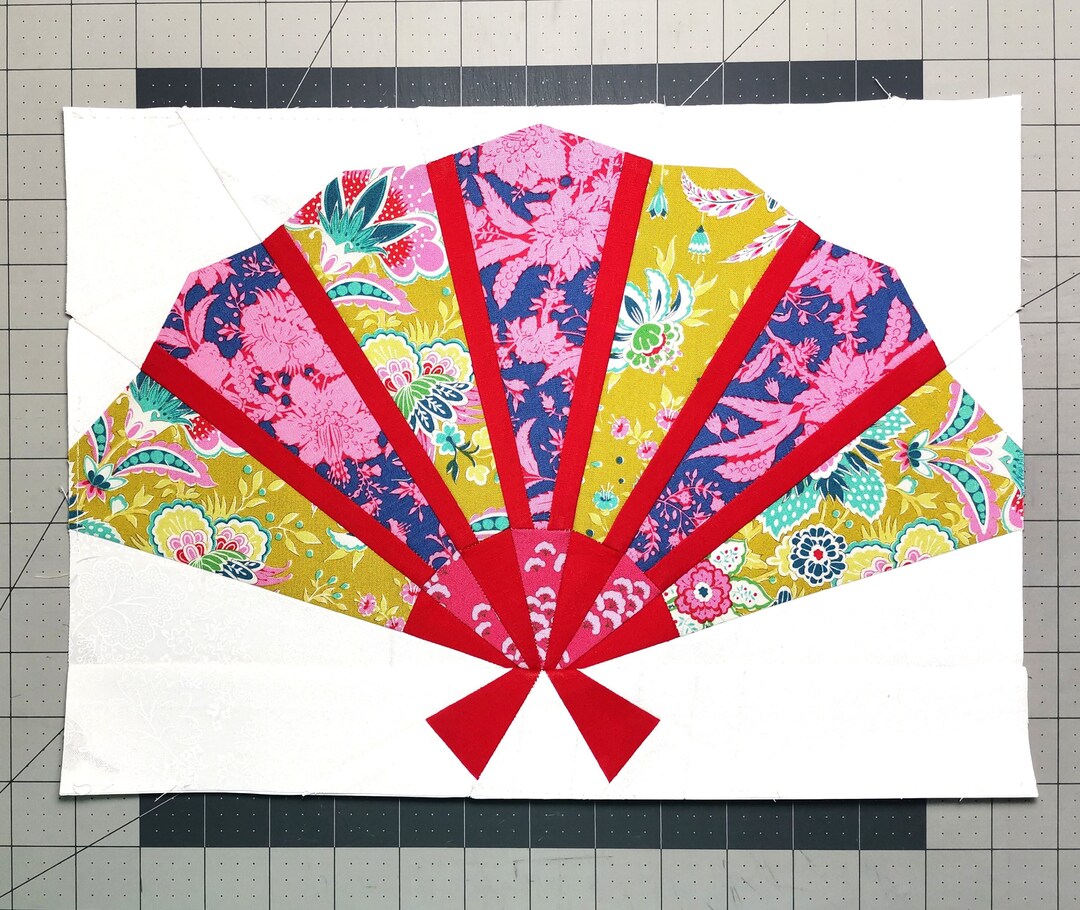 Folding Fan Quilt Block FPP foundation Paper Piecing Printable PDF