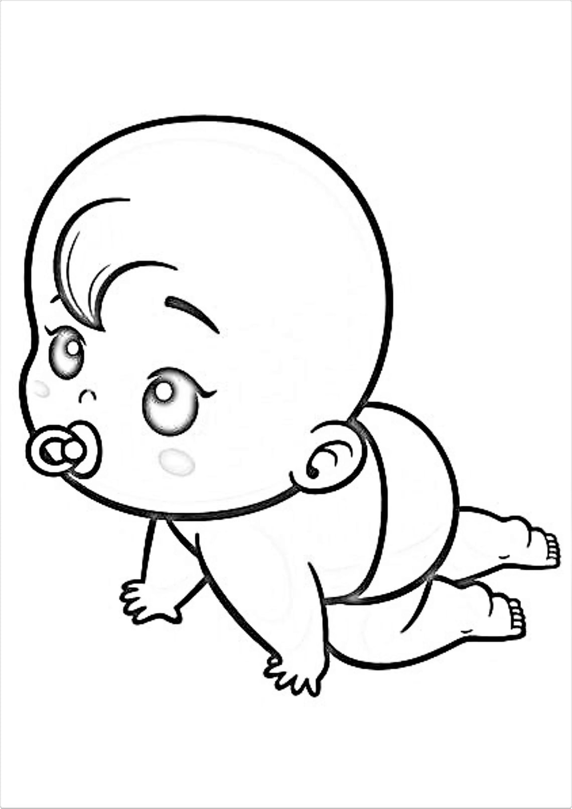 Alittle Baby ,cute Baby Simple Coloring Pages for Children,kids ,babys
