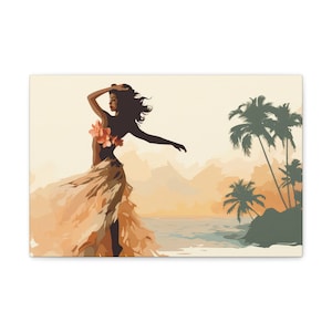 Hawaiian Hula Dancer, Canvas Gallery Wraps. Hawaiian Decor. Hula Dancer Decor. Digital Artwork. Various Sizes.